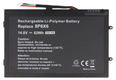 Produktbild von Akku passend für Dell Alienware M11x, M14X, Li-Polymer, 14,8V, 4190mAh, 62Wh, built-in, ohne Werkzeug