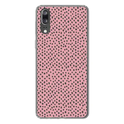 Produktbild von MuchoWow® Handyhülle Schutzhülle Hülle für Huawei P20 Polka dots - Rosa - Schwarz Silikon Softcase Handy Hülle - Hardcover
