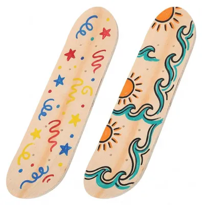 Immagine prodotto di Set di 2 tavole da skateboard in legno, non decorate, ideali per progetti fai-da-te e per essere personalizzate con colori o decorazioni