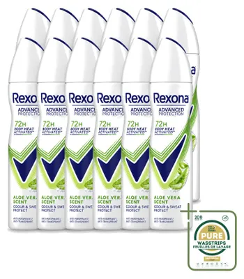 Productafbeelding van 12 x Rexona Deodorant Spray - Geur: Aloë Vera - 150 ml - Voordeelverpakking - 12 stuks