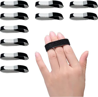 Produktbild von 10 Stück Trigger Finger Schiene, Verstellbare Atmungsaktiv Fingerschutz, Fingerbandage für Kleiner Finger, Mittelfinger und Ringfinger, Hammerzehen Korrektoren Uberlappende Zehen Zehenkorrektor
