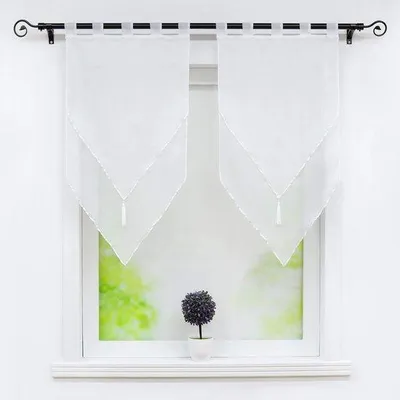 Obrázok produktu pre Biele dvojvrstvové závesy s fringami, 60 x 120 cm, polyester