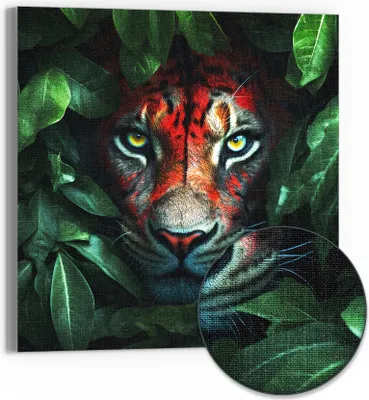 Produktbild von DEQORI Hybrid Leinwand Bild 30x30 cm 'Dschungelblick' Wandbild Glas flach modern