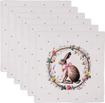 Image de Clayre & Eef Serviettes Coton Set de 6 pièces 40x40 cm Beige Coton