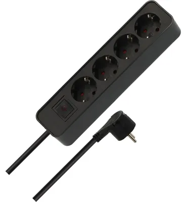 Produktbild von Brennenstuhl Steckdosenleiste 4-fach (Mehrfachsteckdose mit Schalter, Flachstecker und 1,4m Kabel) schwarz