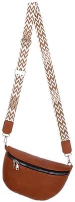 Produktbild von Bauchtasche (76232) Umhängetasche Crossbody-Bag Hüfttasche Kunstleder Italy-Design COGNAC