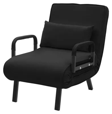 Zdjęcie produktu dla Fotel wypoczynkowy ML-Design z funkcją łóżka, fotel 3 w 1 z funkcją spania, składany fotel-łóżko, składany fotel, rozkładana sofa, materiał: chenille, kolor: czarny