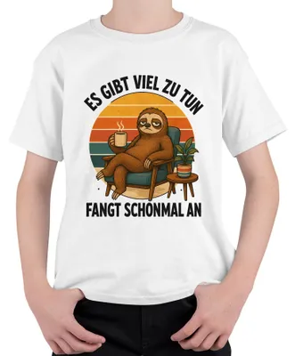 Zdjęcie produktu dla Dużo do zrobienia. Zacznijmy! Koszulka dziecięca, biała, rozmiar 104. (Dodatkowe słowa: ironia, humor)
