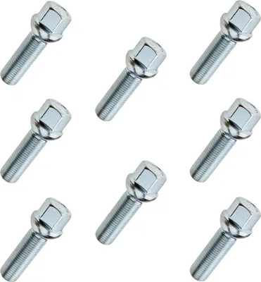 Obrázok produktu pre 8x Skrutka kolesa M14x1,5x35, guľový kĺb, závit 35 mm, kľúč 17, pre Audi Mercedes VW Seat Škoda