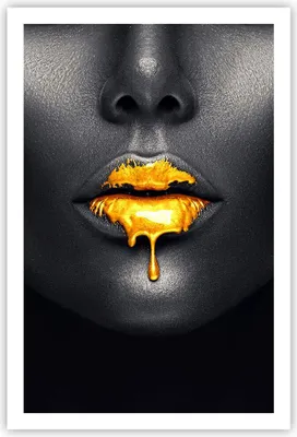 Produktbild von Poster - Poster ohne Rahmen - Gold Mund Schwarz - 61x91,5 cm - Wand Bild - Wanddeko - Wandbilder - Kunstposter - Wandposter - Bilder - Kunstdruck - Wanddekoration - Wandbild - P2XPA61x91-4460