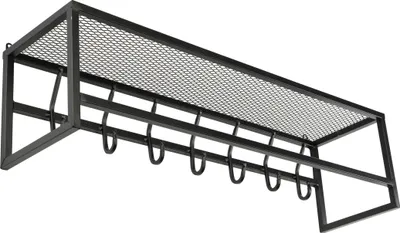 Produktbild von Wandregal mit Hakenleiste 21x80x23 cm Metall schwarz Loft Deko