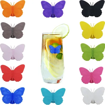 Immagine prodotto di Marcatore per bicchieri - Segnaposto in silicone per bicchieri da vino, con ventosa - Bevande - Bicchieri da vino e divertimento (12 colori - 1 pezzo)