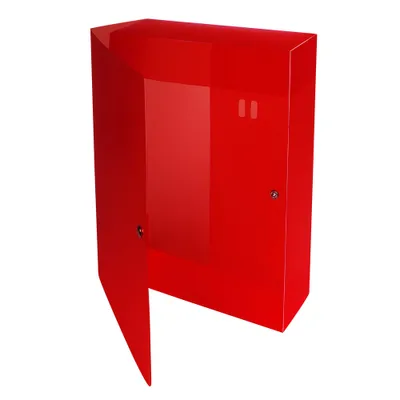 Image de Boîte de rangement A4 80 mm en PP rouge, lot de 10 pièces