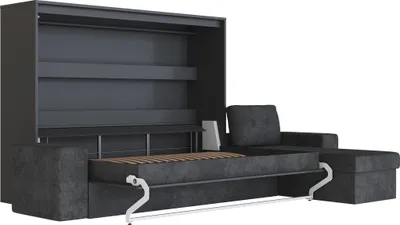 Produktbild von Schrankbett 160x200 Horizontal M2 (Tiefe 55cm)  Ecksofa Anthrazit Anthrazit