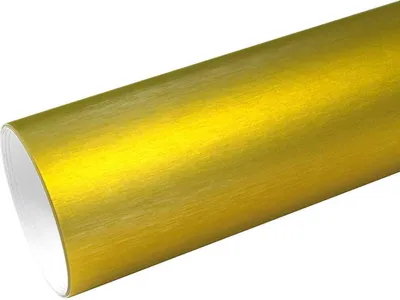 Produktbild von (9,86€/m²) Rapid Teck® Premium Autofolie Chrom Brushed Gelb 152 cm Breite Laufmeterware selbstklebende Folie mit Luftkanälen Auto Folie