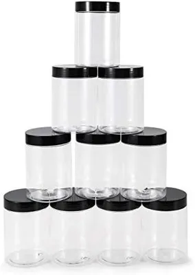 Produktbild von 10 Stück 300ml Vorratsdosen Kunststoff mit Deckel Luftdicht, Einmachgläser mit Schraubdeckel, Lebensmittelechte PET Plastikdosen für Gewürze, Getreide, Würzmittel, Schleimbehälter