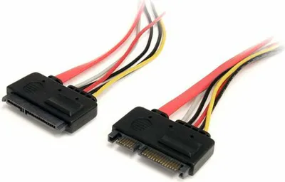 Obrázek produktu pro StarTech.com SATA22PEXT, 0,35 m, SATA I, SATA 22-pin, SATA 7-pin + 15-pin, Samec/samice, Červená