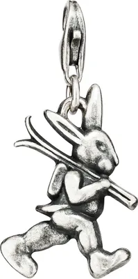 Produktbild von Damen Charm-Anhänger Hase 925 Silber antik 21x14mm Schmuck für Bettelarmband Amulett