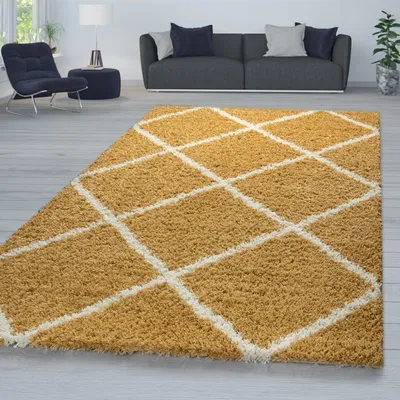 Produktbild von TT Home Wohnzimmer Hochflor Teppich Shaggy Modernes Rauten Design In Skandi Optik Größe 200x280 cm