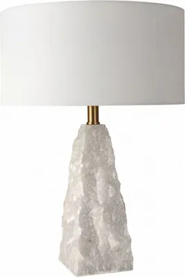 Produktbild von Casa Padrino Luxus Naturstein Tischleuchte Weiß / Messing H. 56 cm - Schreibtischleuchte