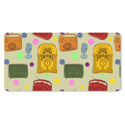 Produktbild von MuchoWow® Schreibtischunterlage Vintage - Radio - Mikrofon - Muster 80x40 cm - XXL Mauspad - Gaming Mauspad