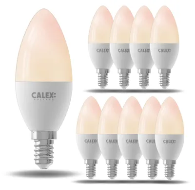 Produktbild von Calex Smart LED Lampe, E14, B35, Kerze, warmweißes Licht, dimmbar, WLAN App- & Sprachsteuerung, 10er Pack