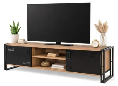 Image de Cyprien - Meuble TV, 180x45x50 cm Chêne Marron, une Étagère