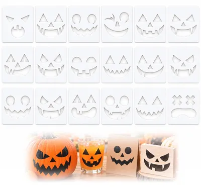 Halloween-Schablonen-Set, 25 Stück, Kürbisgesichter, 15 x 15 cm