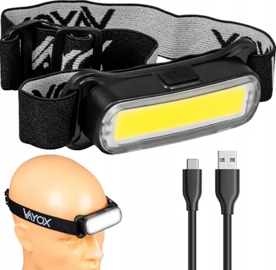 Obrázek produktu pro Čelovka Vayox VA0177 | 300lm | COB | lehká | 4 režimy | USB-C | černá
