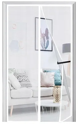 Zdjęcie produktu dla Moskitiera do drzwi balkonowych, 100x200 cm, biała, magnetyczna, montaż bez wiercenia, ochrona przed owadami