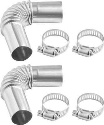 Image de VEVOR Tuyau d'échappement Raccord coudé (2 pièces) 25 mm Tuyau d'échappement Tuyau d'aération de gaz Acier inoxydable Capuchon de protection contre le vent Chauffage autonome Chauffage de voiture Tuyau d'échappement avec 4 pinces pour 2 kW / 5 kW / 8 kW Chauffage diesel