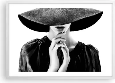 Produktbild von Gerahmtes Poster - Weißer Rahmen - Frau Hände Hut - 70x50 cm - Wand Bild - Wanddeko - Wandbilder - Kunstposter - Wandposter - Bilderrahmen - Bilder - Kunstdruck - Wanddekoration - P2WAA70x50-5128