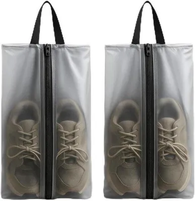 Zdjęcie produktu dla Zestaw dwóch pokrowców na buty, wodoodporny i pyłoszczelny organizer do przechowywania butów, idealny na podróże i aktywności sportowe, kolor: szary