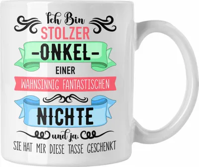 Produktbild von Trendation - Onkel Geschenk von Nichte Lustige Tasse Spruch Geschenke für Onkel Nichten Geschenkidee (Weiß)