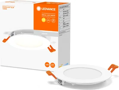 Obrázok produktu pre LEDVANCE Downlight Slim, Zapustené bodové osvetlenie, 8 W, 3000 K, 550 lm, 220 - 240 V, Biela