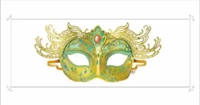 Image de Carnet 12 x 23 cm + enveloppe Masque vert - DaVinci