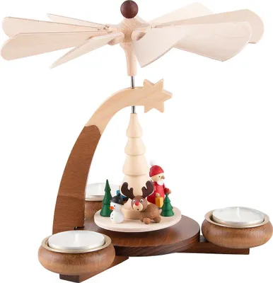 Produktbild von 1-stöckige Pyramide naturfarben mit Weihnachtsmotiv (19cm) von Ullrich Kunsthandwerk