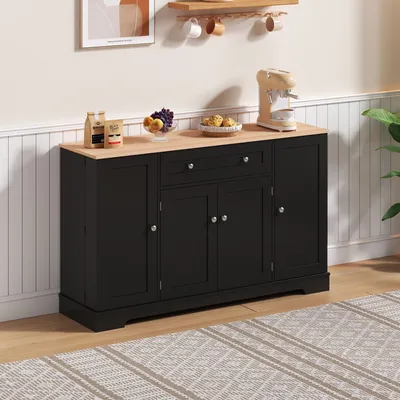 Produktbild von Odikalo Küchenbuffet Sideboard Schrank Schublade Regal Tür Einlegeböden Küche Schwarz