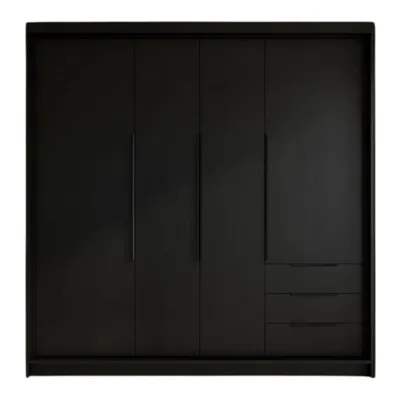 Produktbild von Geräumiger vier-türiger Kleiderschrank KLARI mit Schubladen und Metallgriffen – modernes Design
