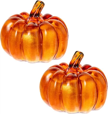 Produktbild von 2-teiliges LED-Glaskürbis-Set, Sternennacht-Design, Halloween, Thanksgiving-Dekoration, beleuchtete Laterne, Innendekoration für den Herbst