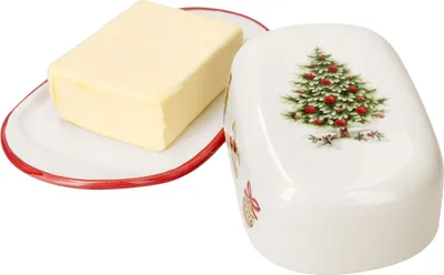 Zdjęcie produktu dla Maestro Natale maselniczka z pokrywką do masła 250g ceramiczna bożonarodzeniowa
