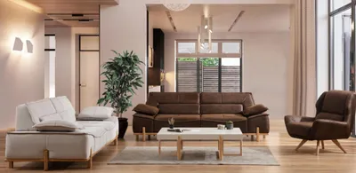 Produktbild von Komplette Couchgarnitur Dreisitzer Sessel Couch Braun Stoff Sofas 3tlg