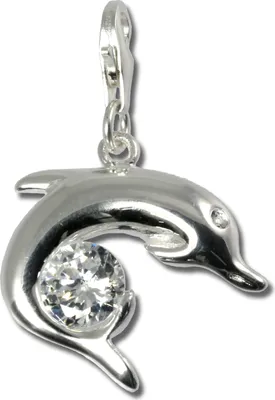Image de SilberDream Charm pendentif dauphin zirconium 925 argent véritable FC4101