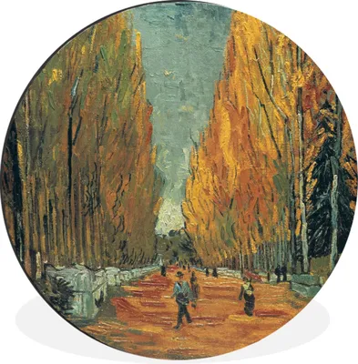 Produktbild von MuchoWow® Aluminium Wandkreis Elysische Felder - Vincent van Gogh Ø 90 cm Wanddeko Modern Wohnzimmer - Mauerkreis - Wandbilder - Runde Bild - Bild aus Aluminium - Schlafzimmer - Wohnzimmerdekoration - Wand Dekoration