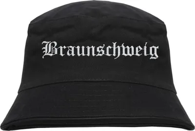 Produktbild von Braunschweig Fischerhut - Altdeutsch - bestickt -  Bucket Hat Anglerhut Hut Schwarz L/XL