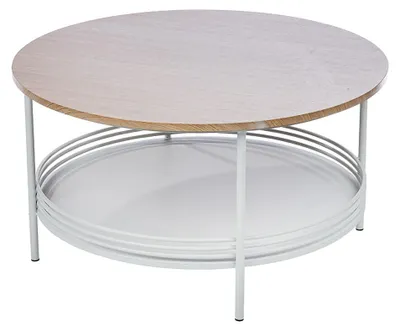 Produktbild von Gilde Beistelltisch, rund, "Living", Metall, weiß, naturfarben, VE 1, H. 40 cm, D. 75 cm 74160 4063387741603