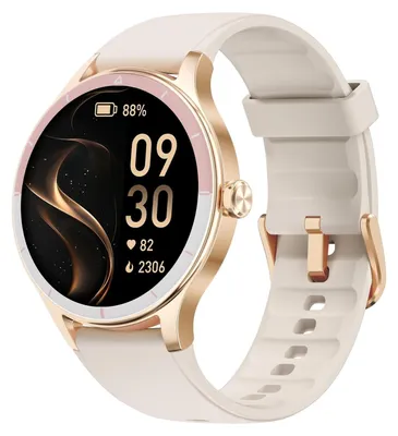 Image de Femme ronde, montre fitness pour la course/le quotidien, 100+ modes de sport, femme élégante Compatible Android/iOS, fonction téléphone avec appels, IP68 résistant à l'eau
