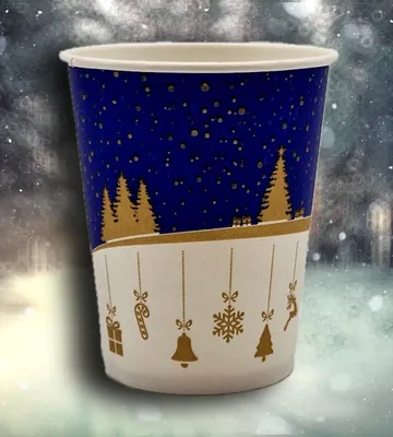 Produktbild von Glühweinbecher Weinbecher Wintermotiv, 75 Stück, Pappbecher, Kaffeebecher, Weihnachtsbecher 200ml
