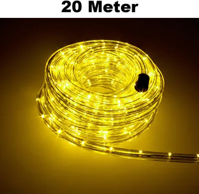 Produktbild von Trade-Shop LED Lichtschlauch Komplett Set mit Zubehör Lichterkette Beleuchtung Gelb 20 Meter F3 LED für Drinnen/Draußen Weihnachten Beleuchtung Dekoration Lichterschlauch