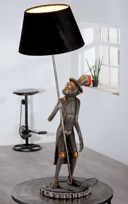 Produktbild von Gilde Tischleuchte, "Steampunk Monkey", Kunstharz, silberfarben, VE 1, L. 30 cm, B. 38 cm, H. 90 cm 37262 4063387372623